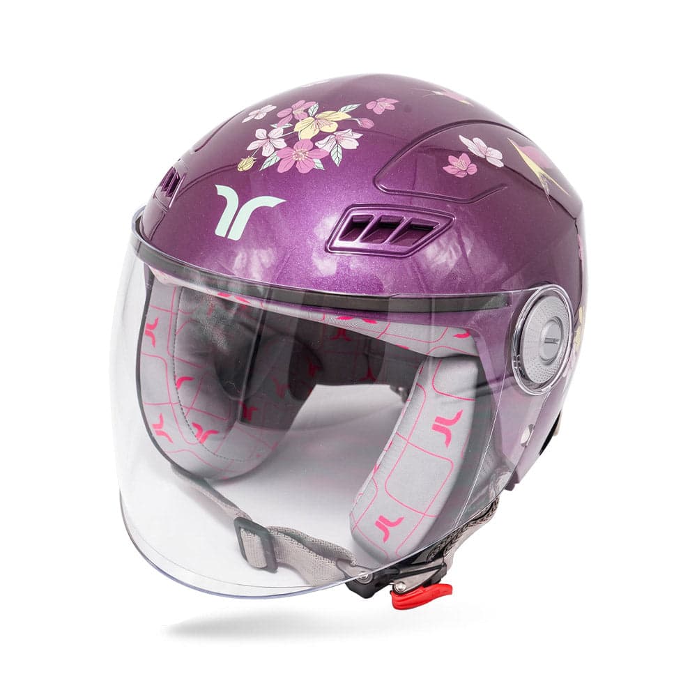 Blossom - Motorcycle Riding Helmet for Women (Violet Orchid) — Open Face & Off-Road Helmets
