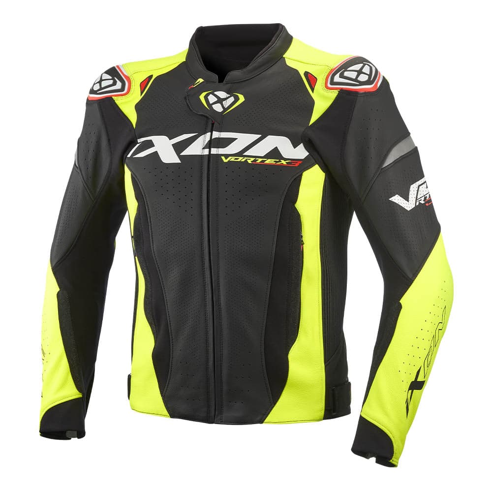 Vortex 3 - Leather Racing Jacket (Black/Bright Yellow ) — Riding Jackets